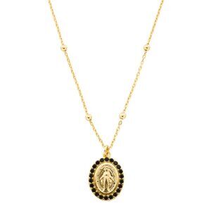 LUCIA MARA Made In Italy 18kt Gold Plated Miraculous Medal Pendant Necklace